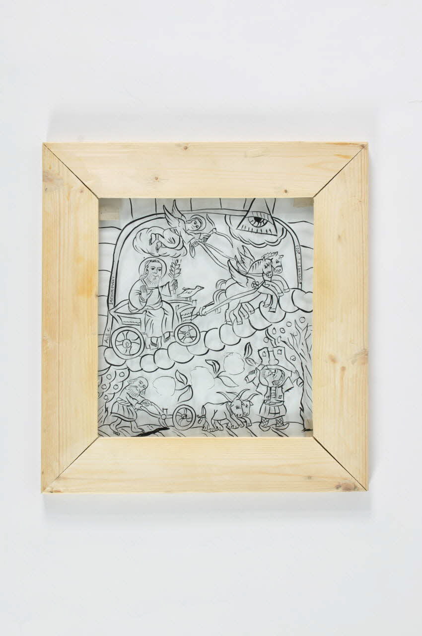 peinture sous verre L'Ascension d'Elie 2003.171.3.2 Photo Mucem