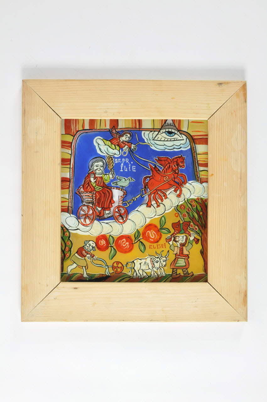peinture sous verre L'Ascension d'Elie 2003.171.3.5 Photo Mucem