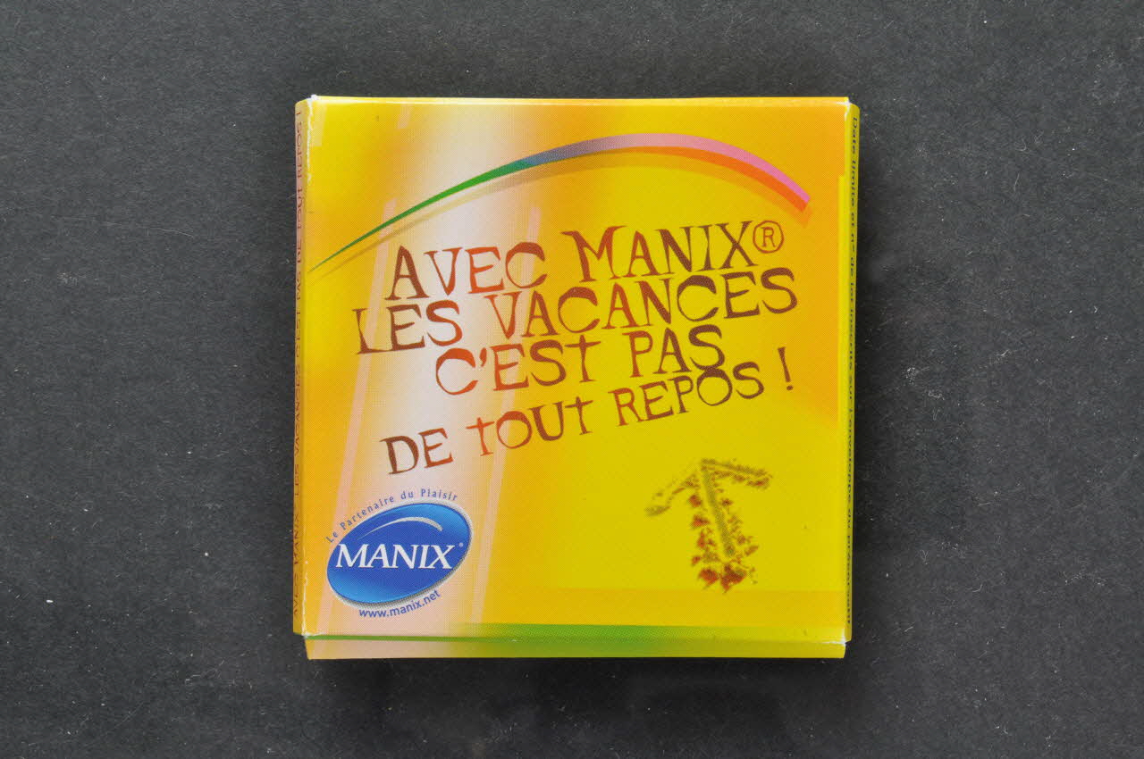 Manix; Préservatif "Avec Manix les vacances c'est pas de tout repos" Pays de la Loire, France 2004 2004.230.4.1-2 Photo Mucem