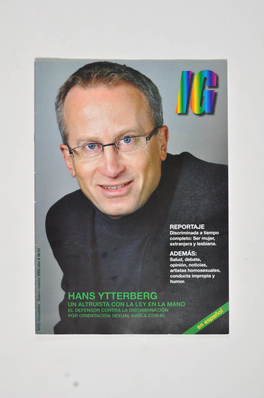 RFSL Revue associative IG, n° 31, janvier-mars 2005 (en espagnol) : "Hans Ytterberg. Un altruista con la ley en la mano" Suède 2005 2005.33.24 Photo Mucem
