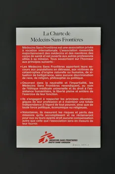 Médecins Sans Frontières Genève BROCHURE Un geste pour la vie. Un legs à Médecins sans Frontières Lorraine, France 2004 2004.231.4 Photo Mucem