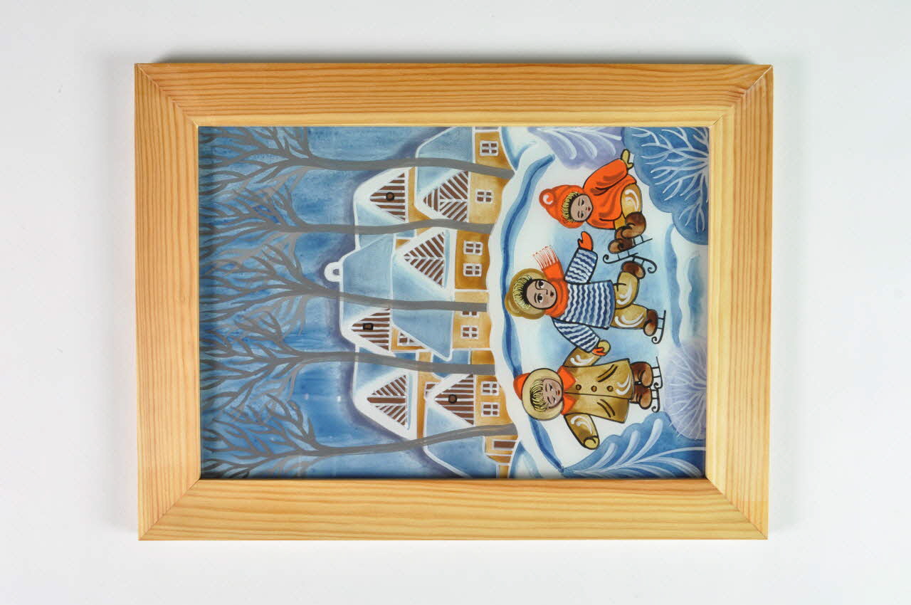 Vlasta Mikundova peinture sous verre Patineur Zlin, République tchèque 1999-2003 2003.183.1 Photo Mucem