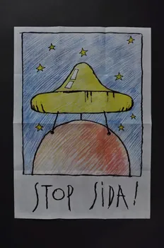 Affiche-dépliant "Stop Sida" Roumanie 1996 2004.234.13 Photo Mucem