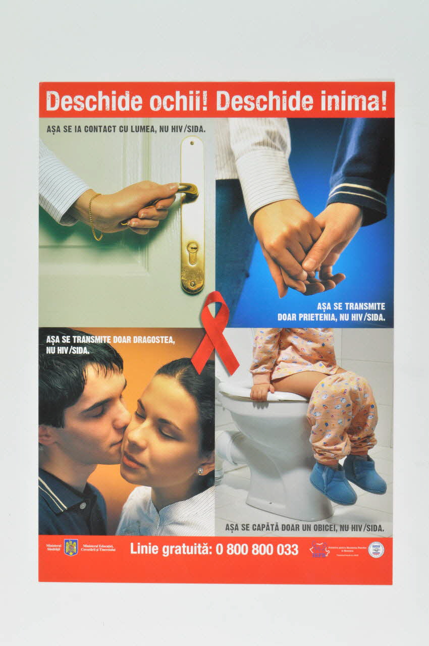 Roumanie. Ministère de la Santé affiche "Deschide ochii ! Deschide inima !" (Ouvrez vos yeux. ouvrez votre esprit) Roumanie 2002 2004.234.16 Photo Mucem