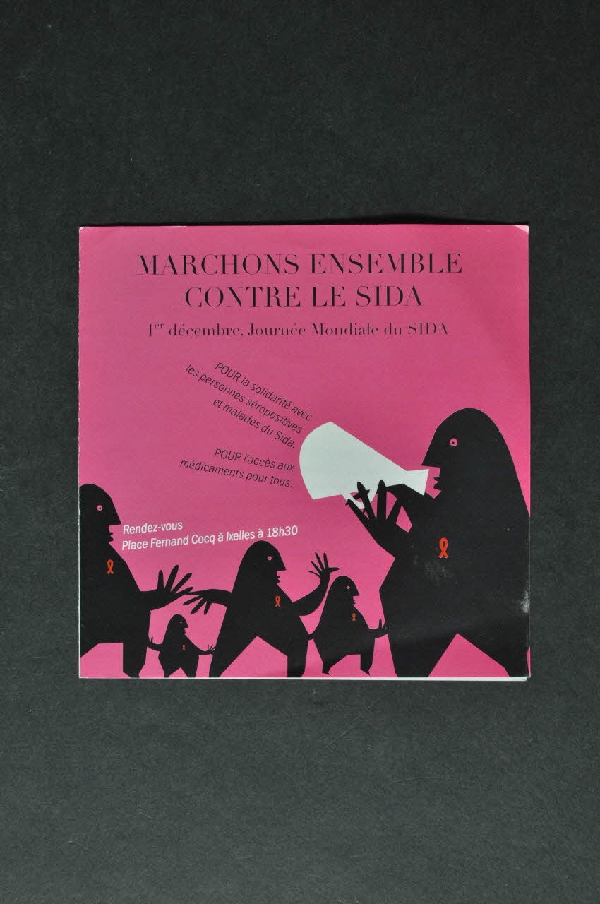 Plateforme Prévention Sida Dépliant "Marchons ensemble contre le sida" Bruxelles 2004 2004.235.8 Photo Mucem