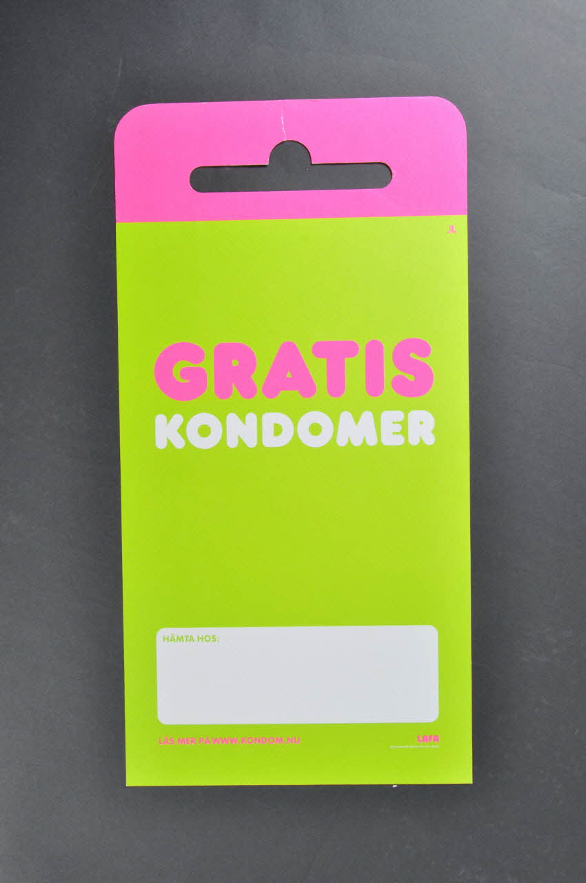 affichette "Gratis kondomer" (Préservatifs gratuits) 2005.35.9 Photo Mucem