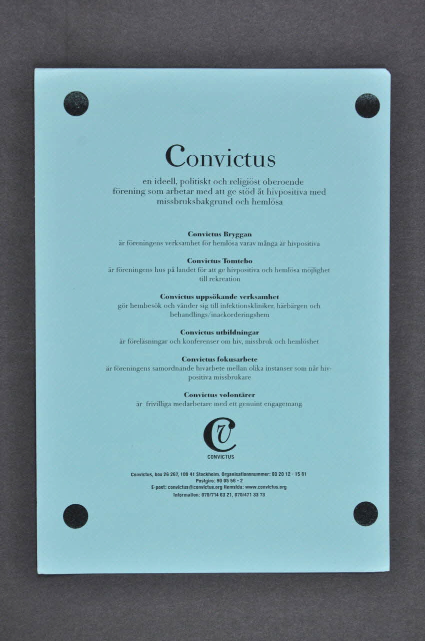 Convictus tract "Convictus" Suède 2005 2005.36.3 Photo Mucem