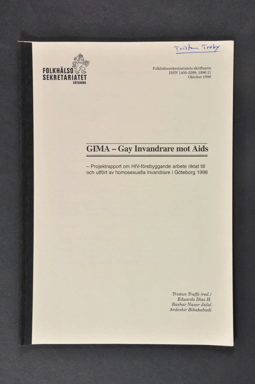 Ville De GöTeborg Rapport "GIMA . Gay Invandrare mot Aids" Suède 1996 2005.37.4 Photo Mucem
