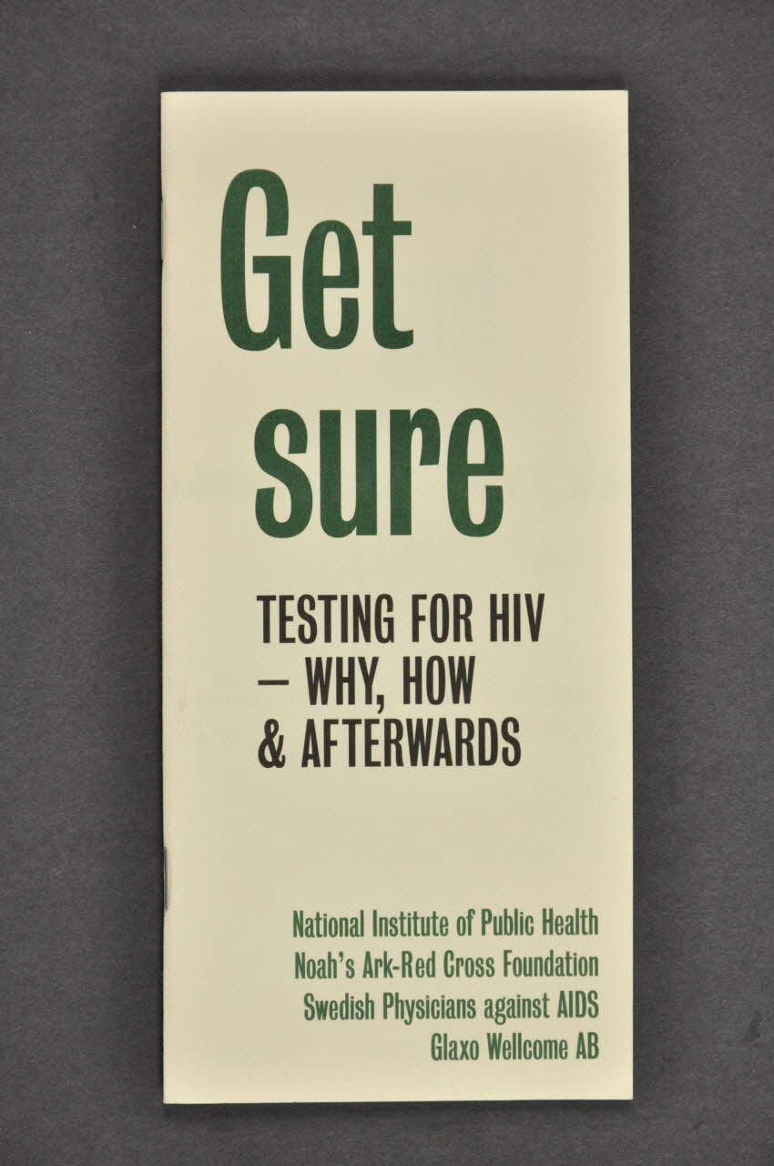 National Institute Of Public Health, Noah's BROCHURE "Get sure. Testing for HIV - Why, how & afterwards"  (en anglais) (Etre sûr. Se faire tester contre le VIH. Pourquoi, comment et après) Suède 2000 2005.38.13 Photo Mucem