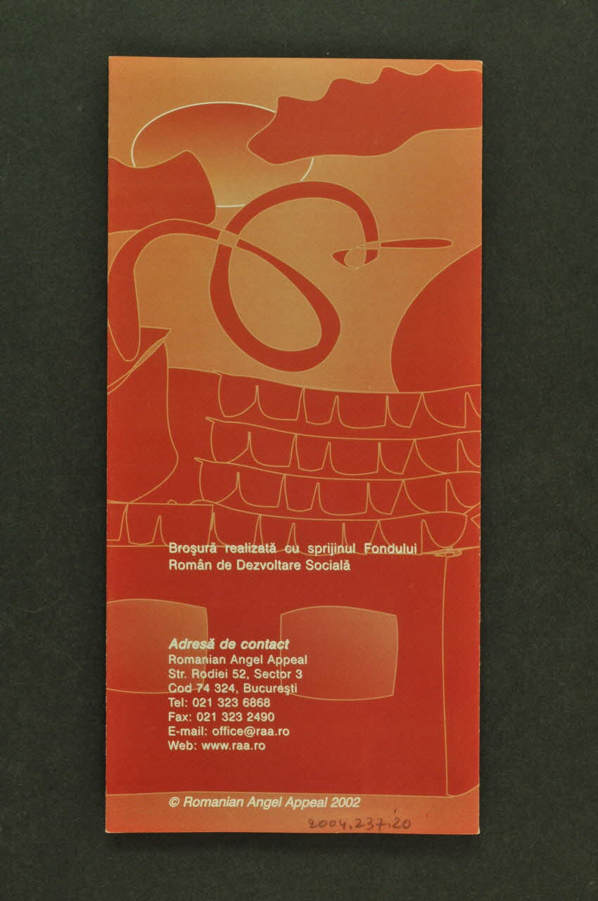 Romanian Angel Appeal Dépliant "Reguli igienico-sanitare de respectat in familie" (Règles hygiénico sanitaires à respecter en famille) Roumanie 2002 2004.237.20 Photo Mucem