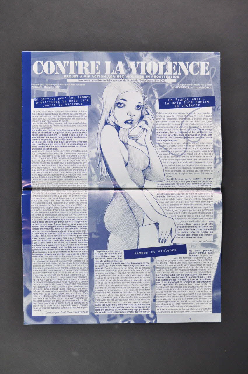 Comitato per i Diritti Civili delle Prostitute / Tampep Dépliant "Contre la violence.  Projet A-VIP action against violence in prostitution" (en français) International 2002/11 2005.44.20 Photo Mucem