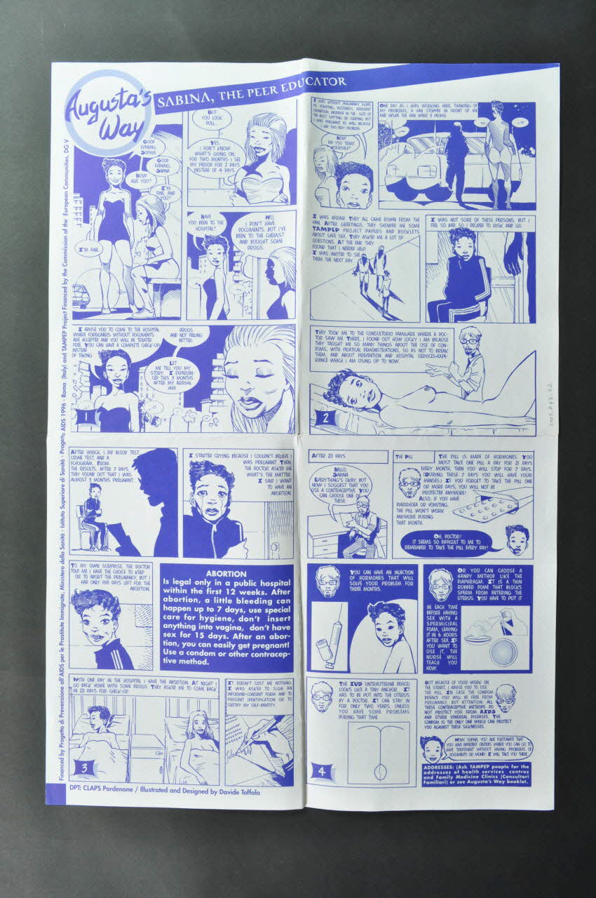 Tampep, Progetto Di Prevenzionz All'aids Per Le Dépliant "Augusta's way . Sabina, the peer educator" International 1996 2005.44.22 Photo Mucem