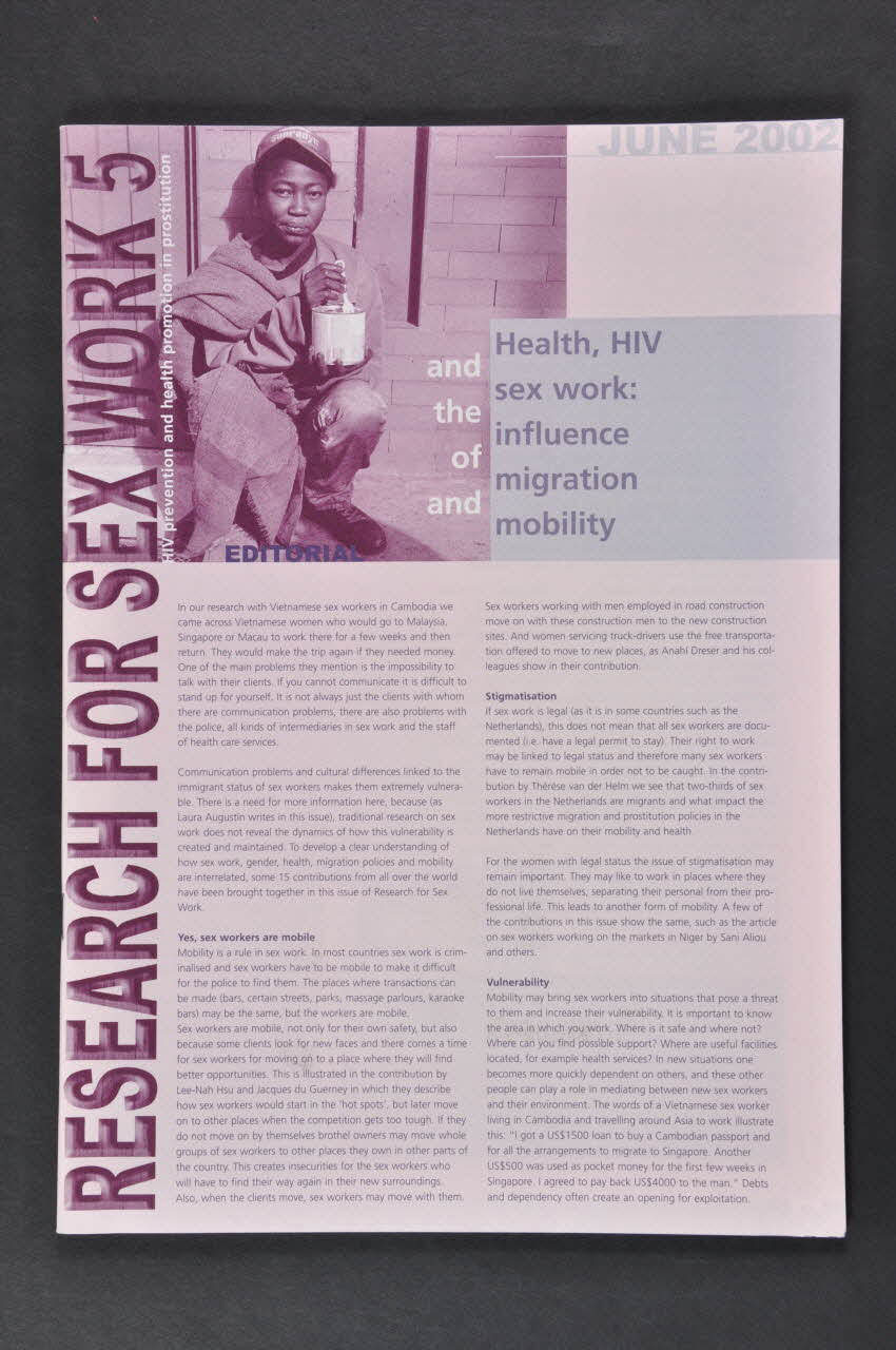 Tampep BROCHURE "Research for sex work n°5" : "Health, HIV and sex work : the influence of migration and mobility" (Recherche pour le travail du sexe n°5. Santé, VIH et travail du sexe : l'influence de la migration et de la mobilité) International 2002/6 2005.44.24 Photo Mucem