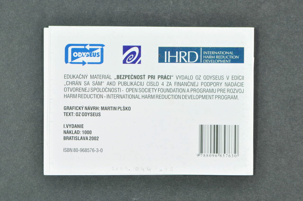 Tampep, Odyseus BROCHURE "Bezpecnost pri praci" (traduire) Slovaquie 2005 2005.44.8 Photo Mucem