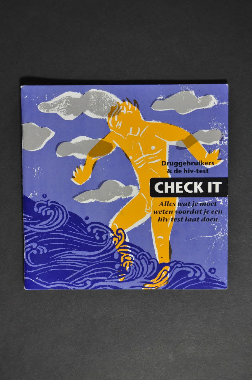 Stichting Mainline BROCHURE "Druggebruikers & de hiv-test. Check it..." (Usagers de drogue et le test du VIH) Pays-Bas 2002 2005.46.6 Photo Mucem