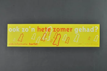 autocollant "Ook zo'n hete zomer gehad ?" (... cet été...) 2005.47.10 Photo Mucem