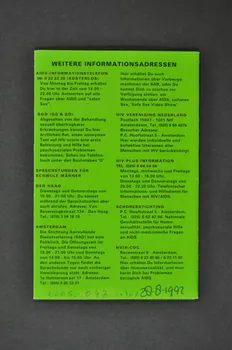 Stuurgroep Aidspreventie Homo's Dépliant "Safer Homo sex" (en allemand) Pays-Bas 1992 2005.47.107  Photo Mucem