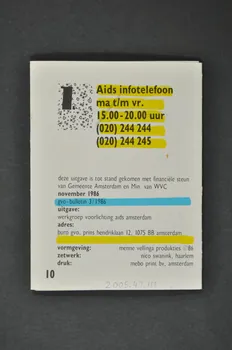 Werkgroep Voorlichting Aids Dépliant "Stop AIDS Vrij Veilig . Mannen met homoseksuele kontakten" (Arrêtez le sida / Safer sex/ Hommes avec des relations homosexuelles) Pays-Bas 1987 2005.47.111 Photo Mucem