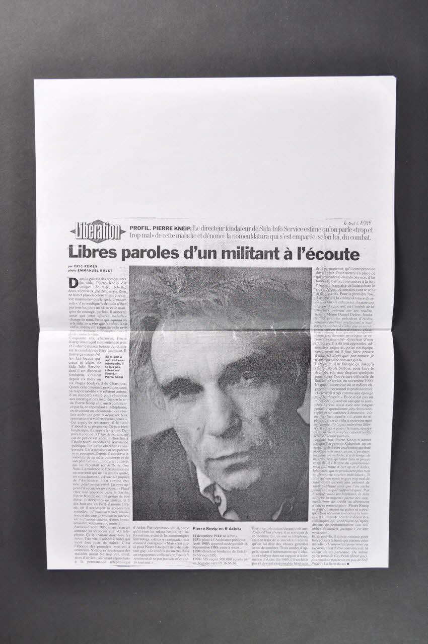 Libération Photocopie "Libres paroles d'un militant à l'écoute" France 1995/4/6 2003.21.28 Photo Mucem