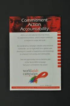 The World Aids Campaign BROCHURE "Keep the promise. A worldwide campaign to fulfill the Declaration of Commitment on HIV/AIDS" (Tenez votre promesse. Une campagne mondiale pour tenir la Déclaration d'Engagement sur le VIH/SIda) Lorraine, France 2004 2004.240.15  Photo Mucem