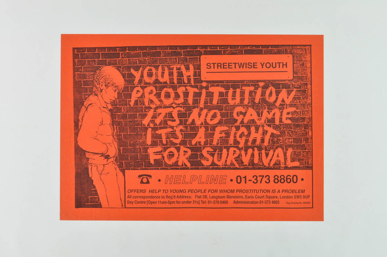 affiche "Youth prostitution it's not game it's a fight for survival" (La prostitution des jeunes n'est pas un jeu, c'est un combat pour la survie) 2005.47.158 Photo Mucem
