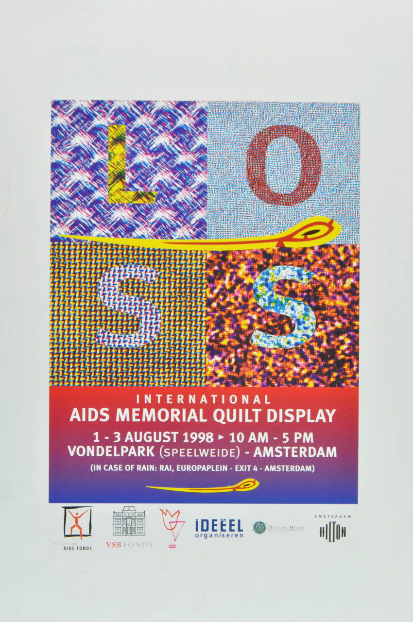 Aids Fonds affiche "Loss/ International Aids memorial Quilt Display" (Perte / Déploiement du Quilt mémorial international du sida) Pays-Bas 1998 2005.47.173 Photo Mucem