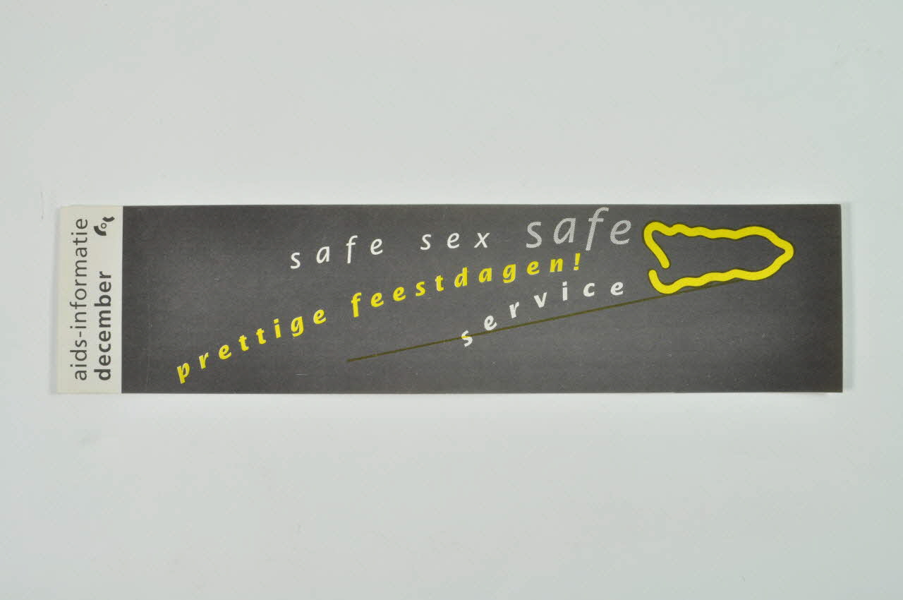 autocollant "December / Safe sex / prettige feestdagen / Safe service" (Décembre / Safe sex / Joyeuses fêtes / Safe service) 2005.47.18 Photo Mucem
