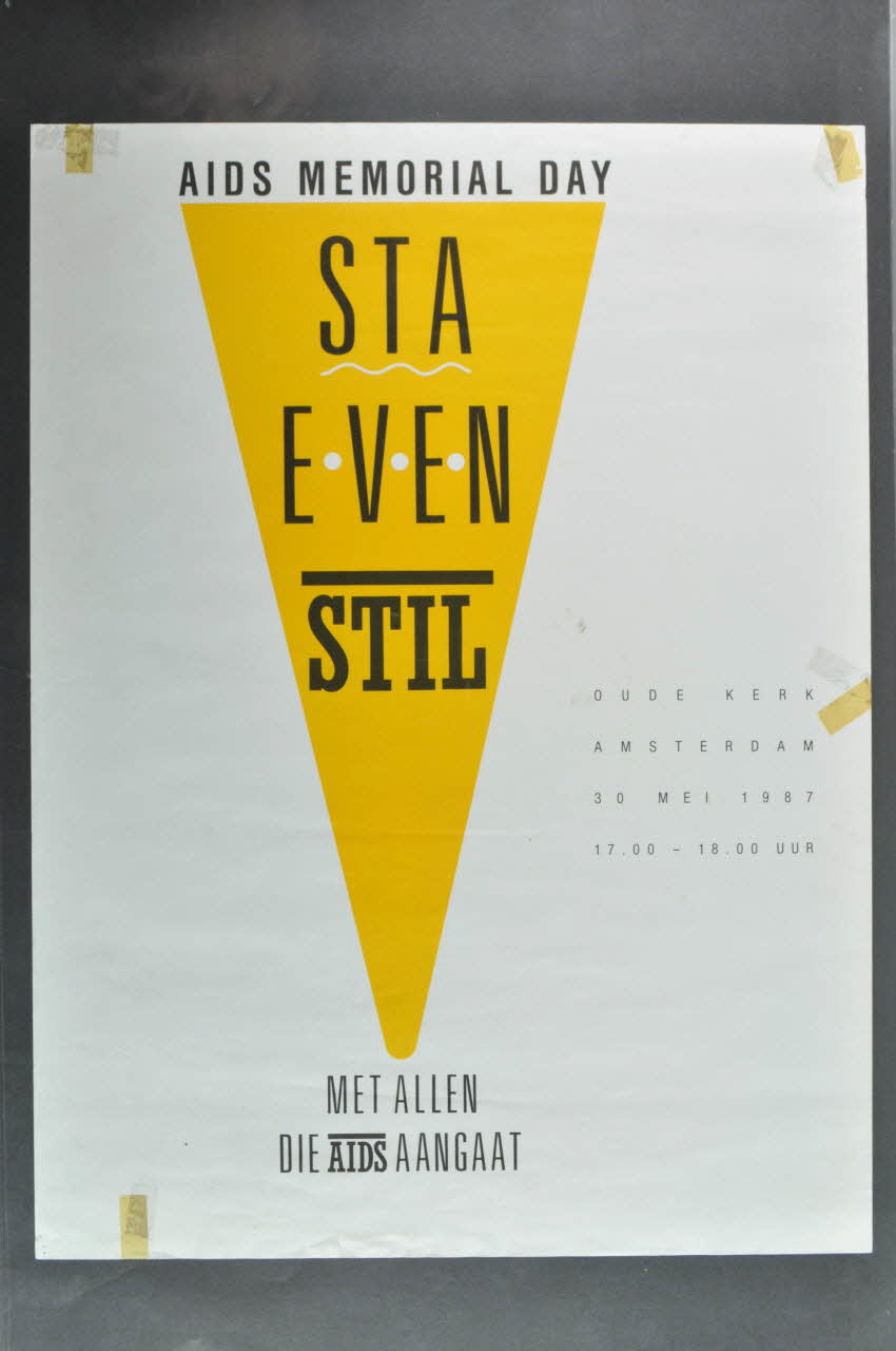 Interassociatif affiche "AIDS Memorial Day. Sta Even Stil" Pays-Bas 1987/5/30 2005.47.205 Photo Mucem