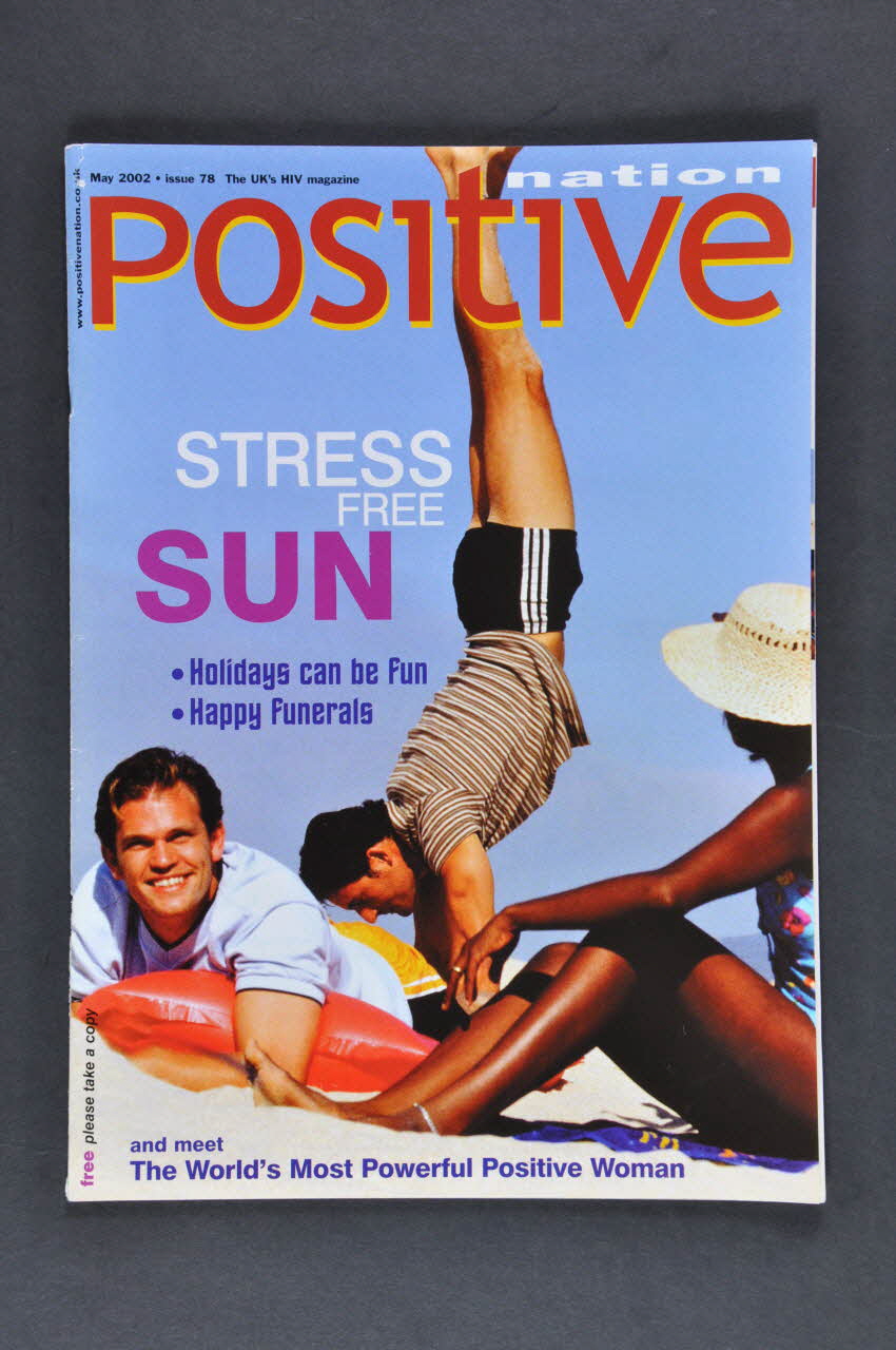 UK Coalition Of People Living With Hiv/Aids revue Positive nation, mai 2002, n° 78, Stress free sun Grande Bretagne 2002/5 2003.40.5 Photo Mucem
