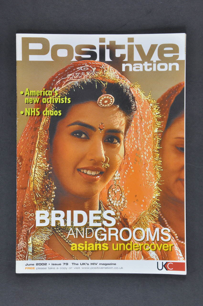 UK Coalition Of People Living With Hiv/Aids revue Positive nation, juin 2002, n° 79, Brides and grooms asians undercover Grande Bretagne 2002/6 2003.40.7 Photo Mucem