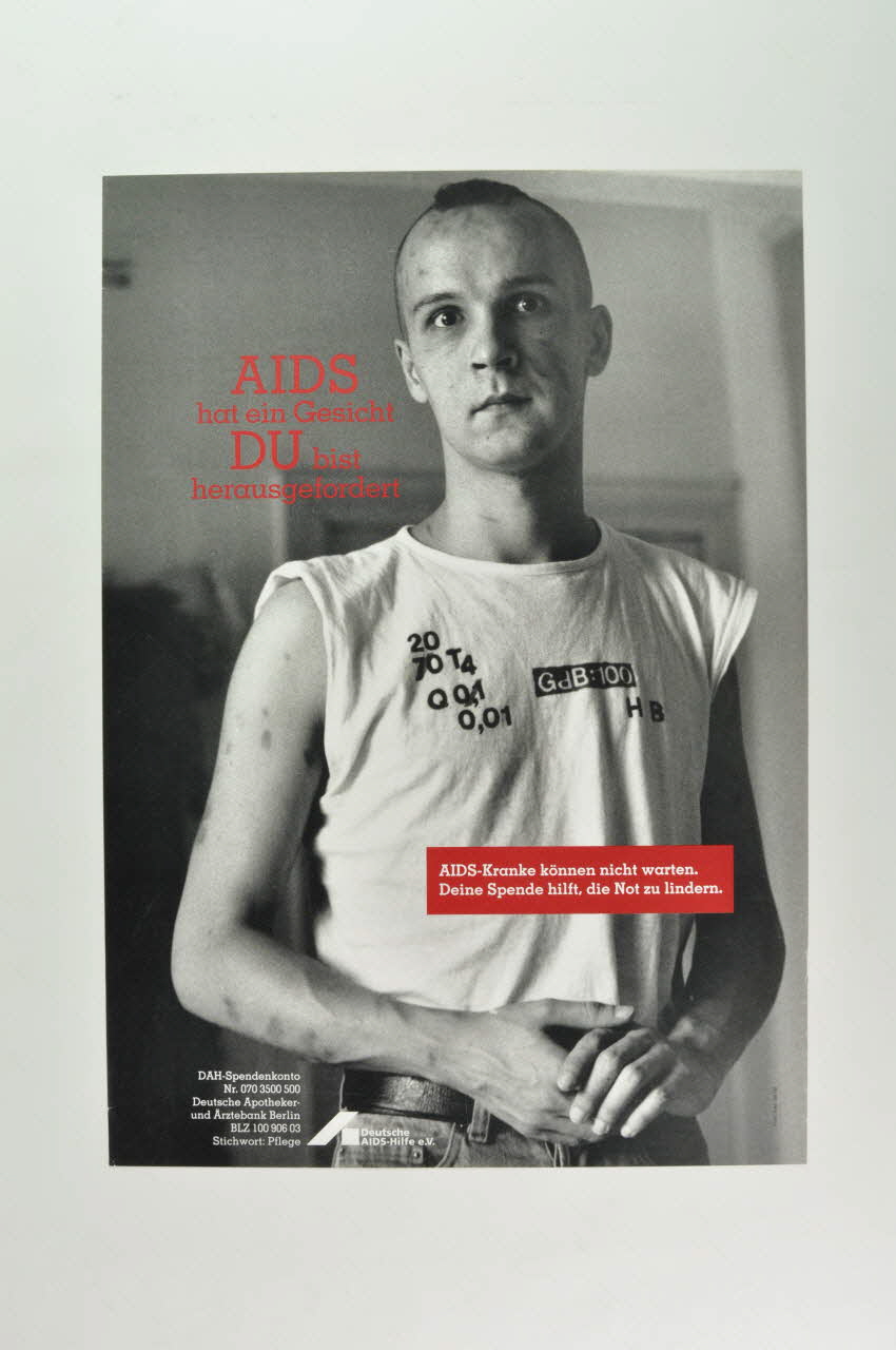 affiche " AIDS hat ein Gesicht Du bist herausgefordert" (Le SIDA a un visage // Vous êtes défié) 2005.47.221 Photo Mucem