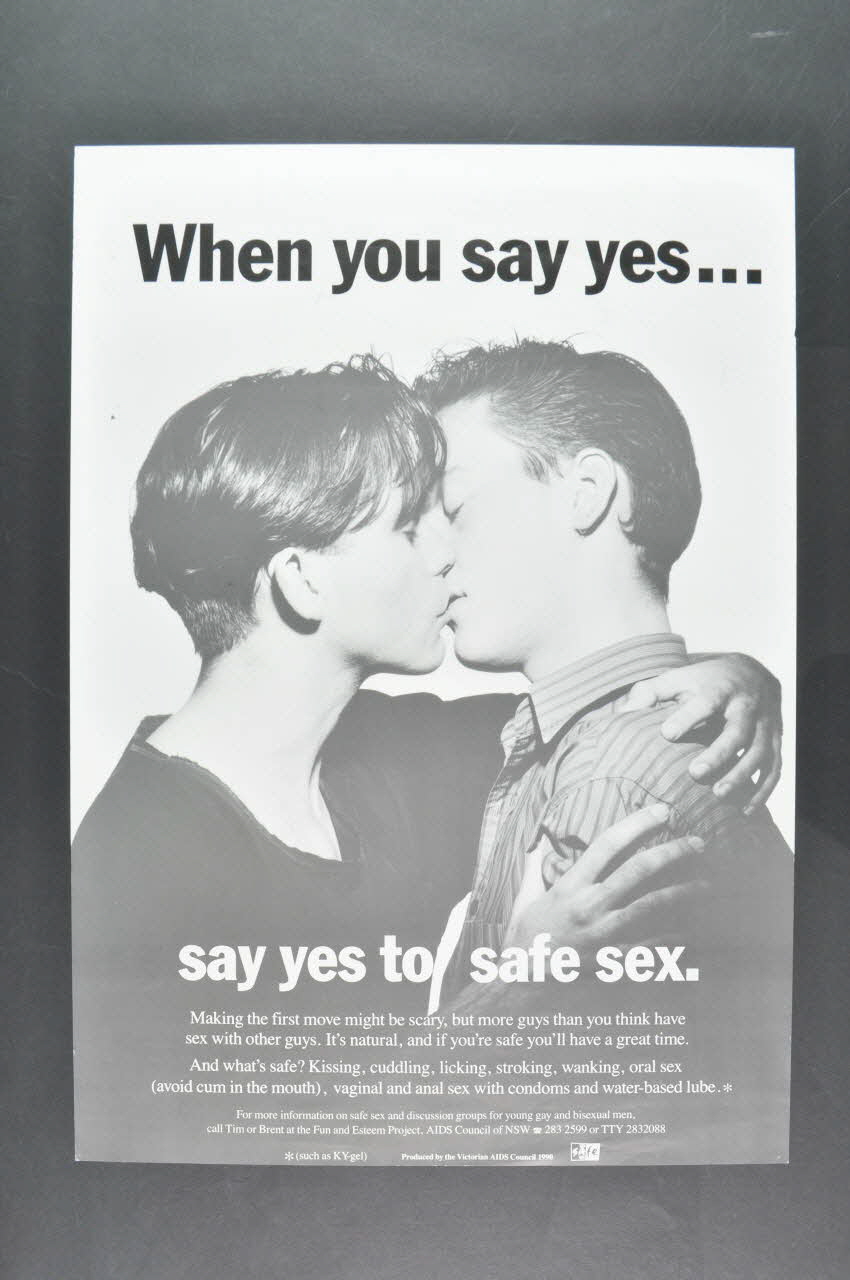 Victorian Aids Council affiche "When you say yes, say yes to safe sex" (Quand vous dites oui... Dites oui au safer sex) Australie 1990 2005.47.237 Photo Mucem
