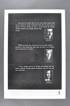 affiche "The experts all agree that the spread of HIV will continue unless people take action to protect themselves and others." (Les experts s'accordent sur le fait que le VIH continuera à s'étendre si les gens n'agissent pas  pour se protéger eux mêmes et les autres) 2005.47.238 Photo Mucem
