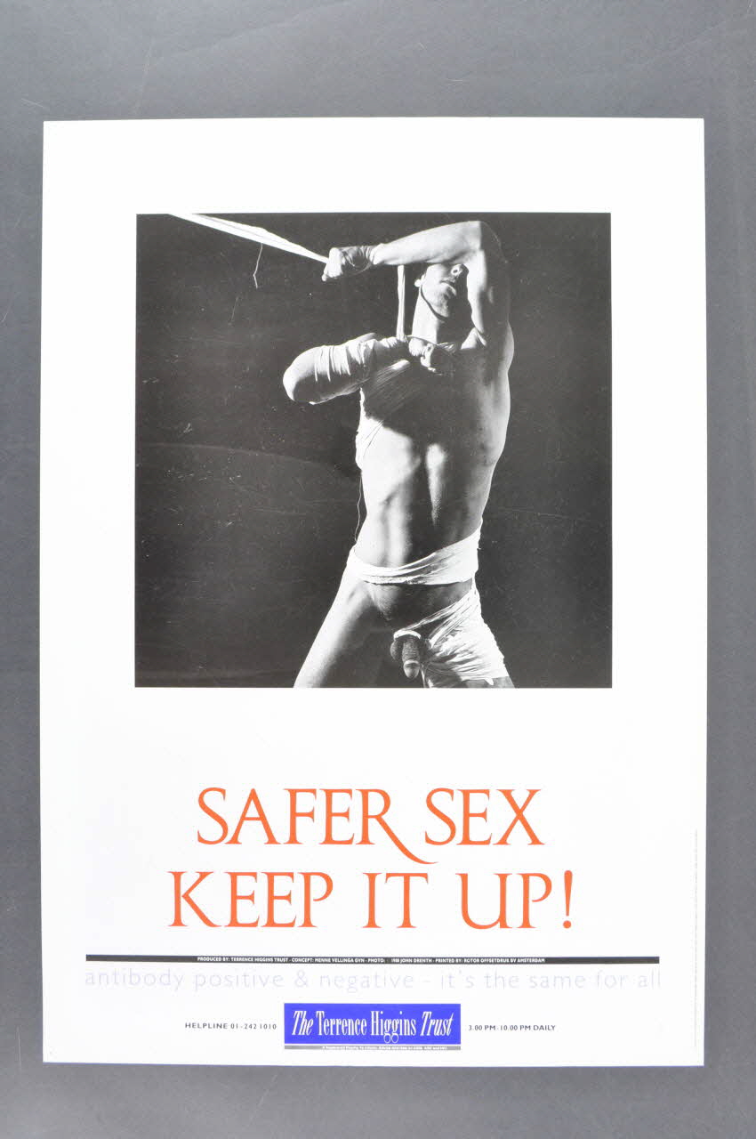 Terrence Higgins Trust affiche "Safer sex Keep it up !" (Safer sex. Maintiens le) Grande Bretagne 1988 2005.47.246 Photo Mucem