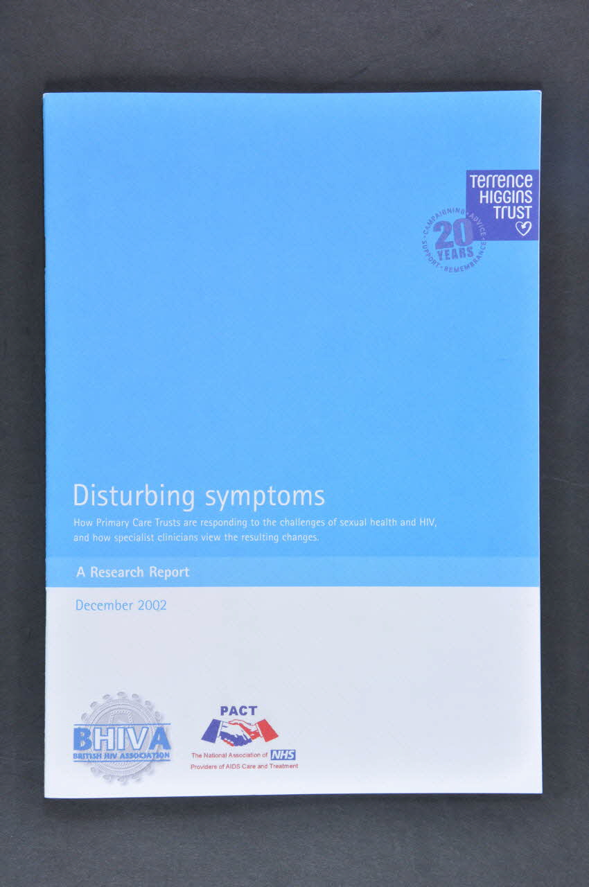 Terrence Higgins Trust Gb BROCHURE "Disturbing Symptoms. A research report" (Symptômes troublants. Un rapport de recherche) Grande Bretagne 2002/12 2003.41.2 Photo Mucem