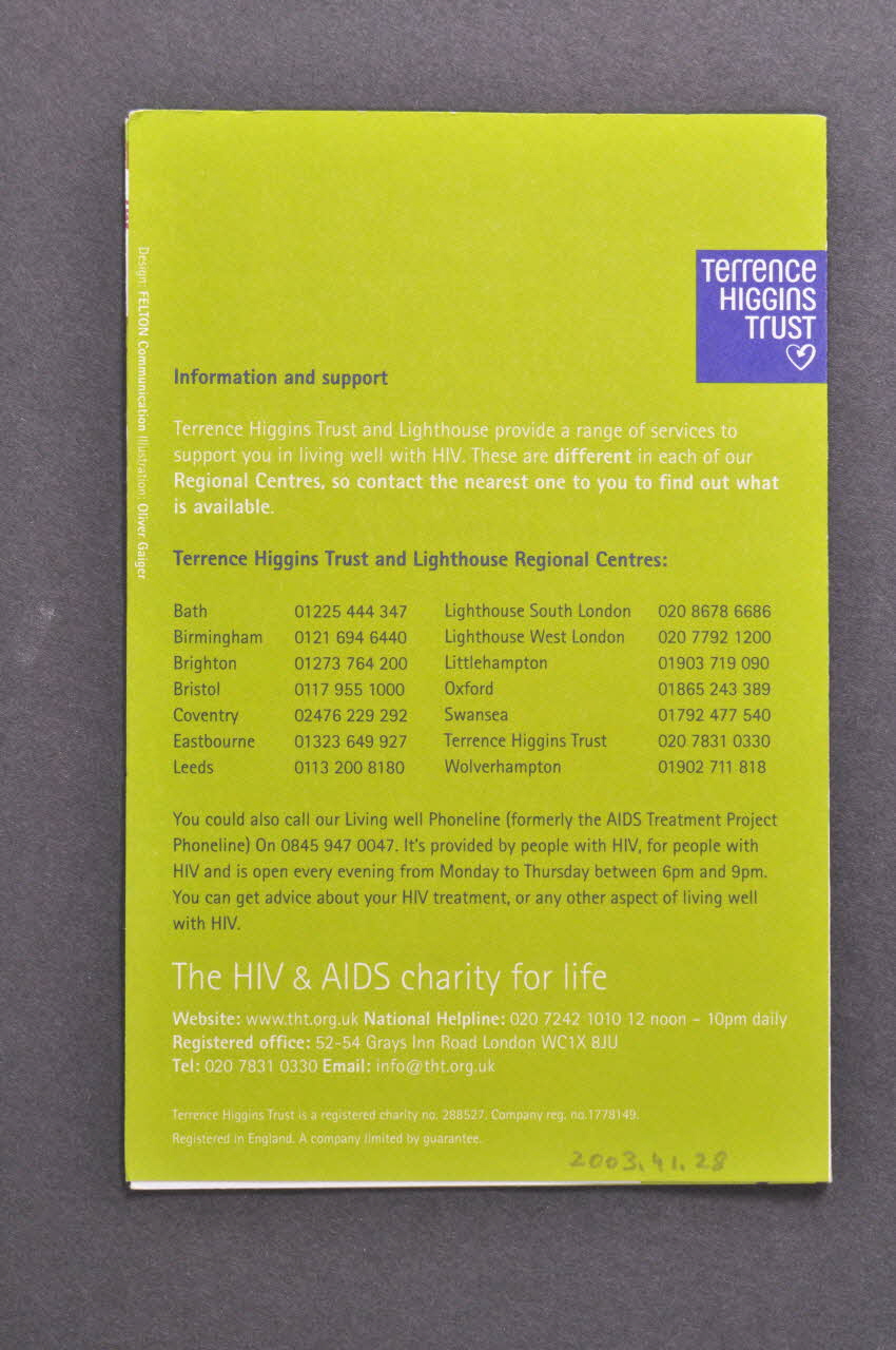 Terrence Higgins Trust Gb Dépliant "Practical tips from other people with HIV / Getting the most from your family doctor" (Trucs pratiques venant d'autres personnes séropositives / Tirer le meilleur parti de votre médecin de famille) Grande Bretagne 2002 2003.41.28 Photo Mucem