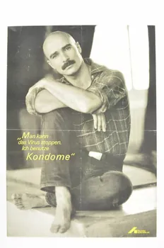 affiche "Man kann das Virus stoppen. Ich benutze Kondome" (On peut arrêter le virus. J'utilise des préservatifs) 2005.47.293 Photo Mucem