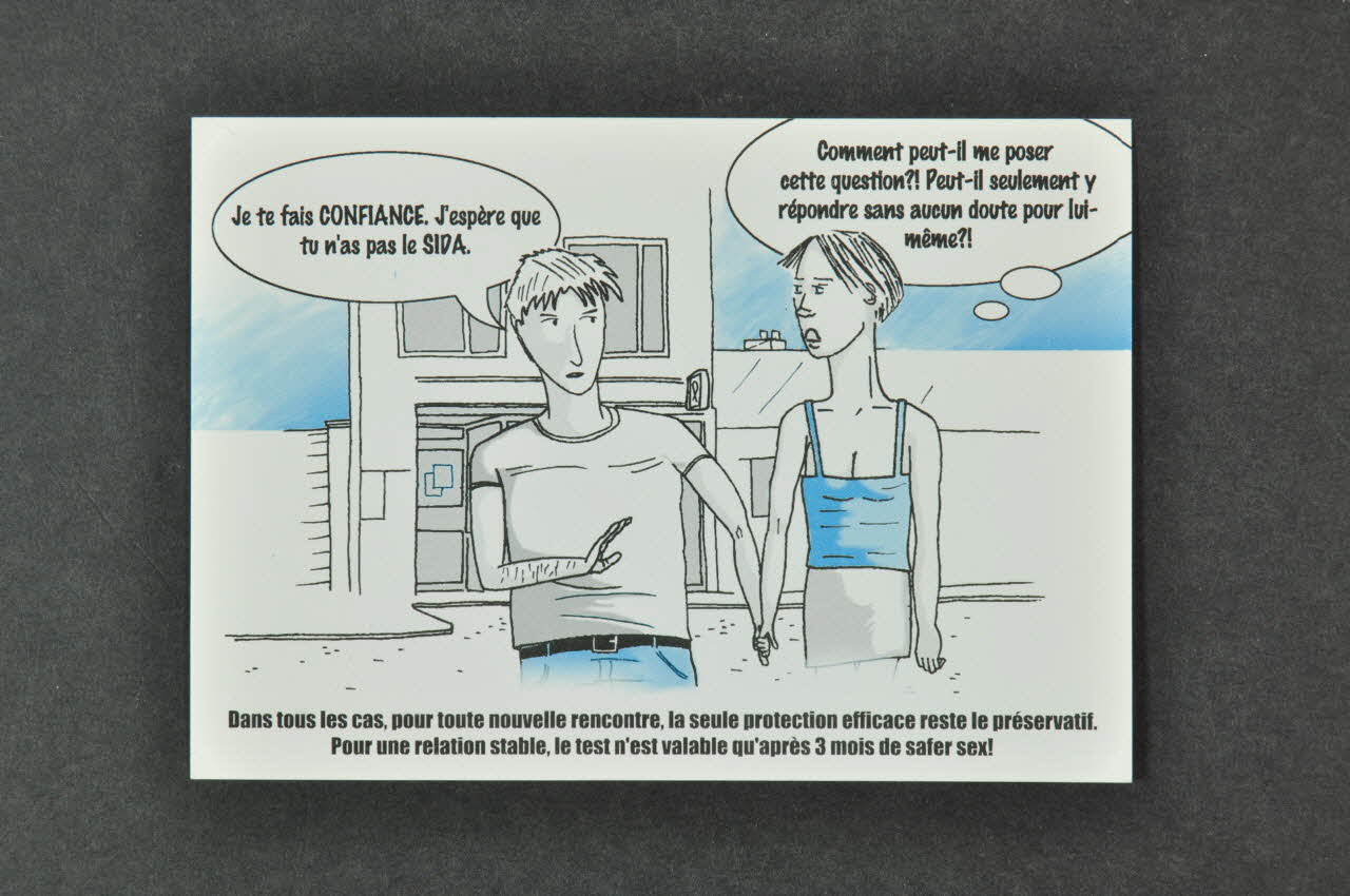 Groupe Sida Genève carte postale "Je te fais confiance... / Comment peut-il me poser cette question ?..." Lorraine, France 2004 2004.254.2 Photo Mucem