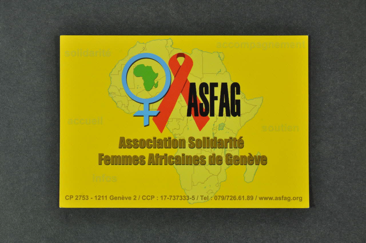 Association Solidarité Femmes Africaines De Genève Carte d'information "Association Solidarité Femmes Africaines de Genève" Lorraine, France 2004 2004.254.25 Photo Mucem