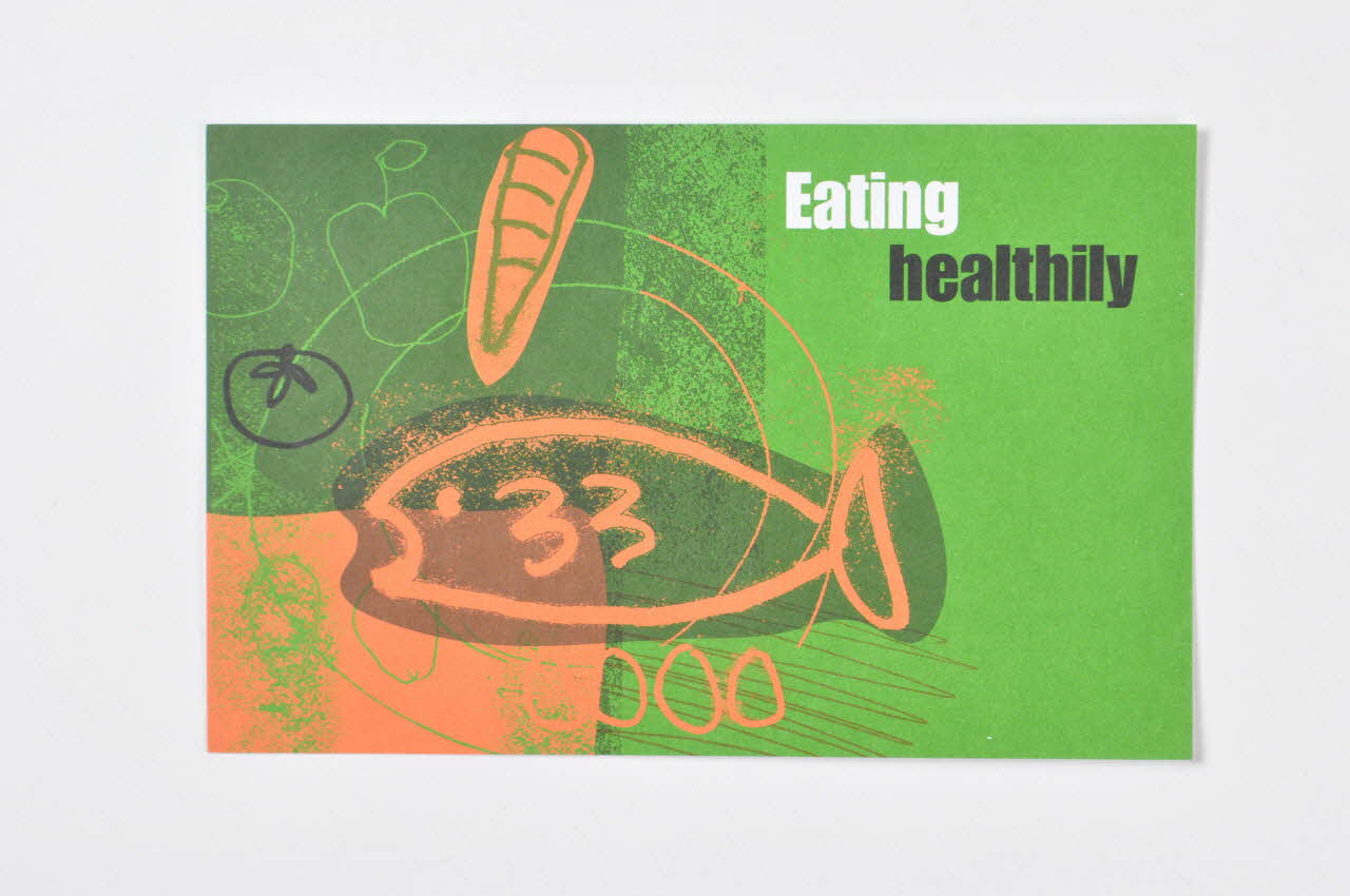 Terrence Higgins Trust Gb carte "Family survival pack for people affected by HIV"  "Eating healthily" (Manger sainement) Grande Bretagne 2002/5 2003.41.44 Photo Mucem
