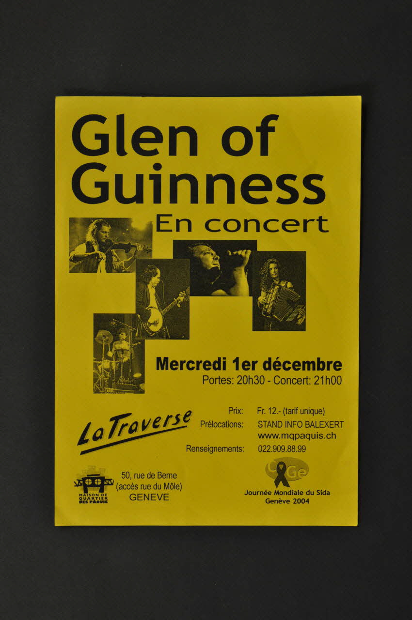 Maison De Quartier Des Paquis flyer "Glen of Guinness. En concert" Lorraine, France 2004 2004.254.8 Photo Mucem