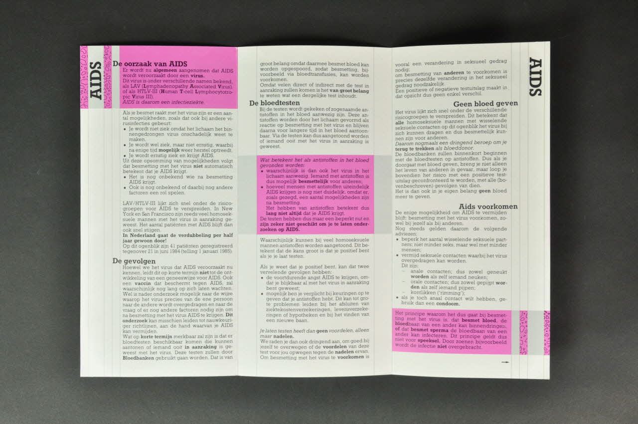 Gezondheids Voorlichting En Opvoeding Dépliant "AIDS Informatie 1985" Pays-Bas 1985/3 2005.47.51 Photo Mucem