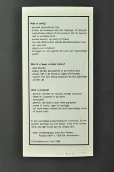 Initiatiefgroep Safe Sex Parties Dépliant "Safe sex. Hoe voorkom ik AIDS" (Safe sex. Comment??? Pays-Bas 1986/5 2005.47.58  Photo Mucem