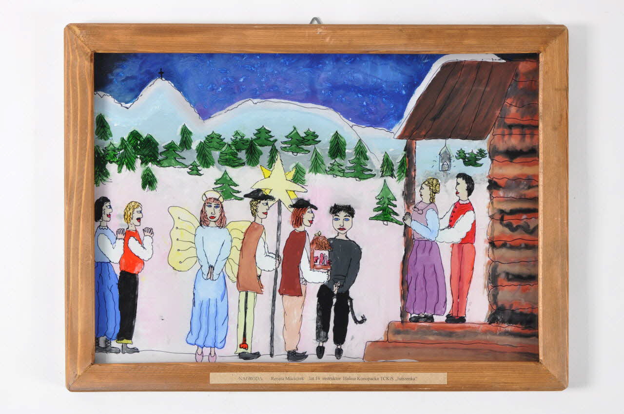 Renata Maciczek peinture sous verre Kolednicy (quêteurs de Noël) Petite Pologne, Pologne 2003 2004.261.2 Photo Mucem