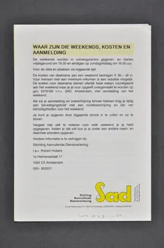 Stichting Aanvullende Dienstverlening Dépliant "Weekends voor seropositieve homoseksuele mannen" (Week end pour les hommes homosexuels séropositifs) Pays-Bas 1983 2005.47.70.1-2 Photo Mucem