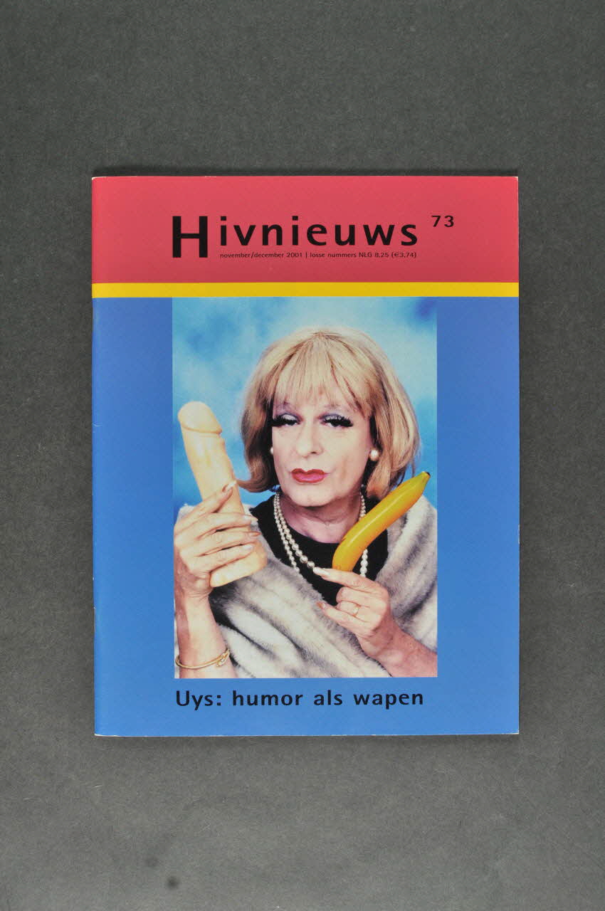 Hiv Vereniging Revue associative "Hivnieuws",  novembre décembre 2001, n° 73 / Uys : humor als wapen Pays-Bas 2001 2005.50.24 Photo Mucem