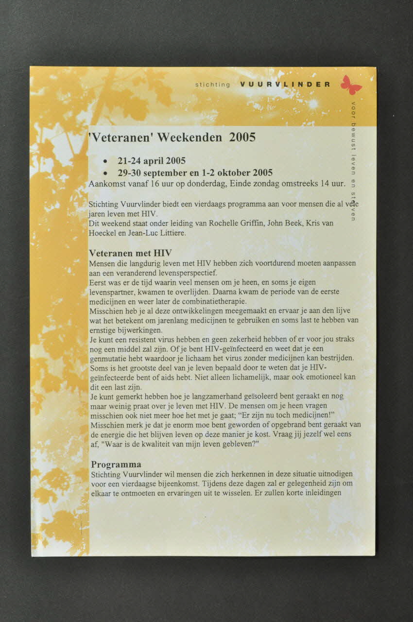 Stichting Vuurvlinder Dépliant "Veteranen Weekenden 2005" (Week ends 2005 pour les vétérans) Pays-Bas 2005 2005.50.50 Photo Mucem