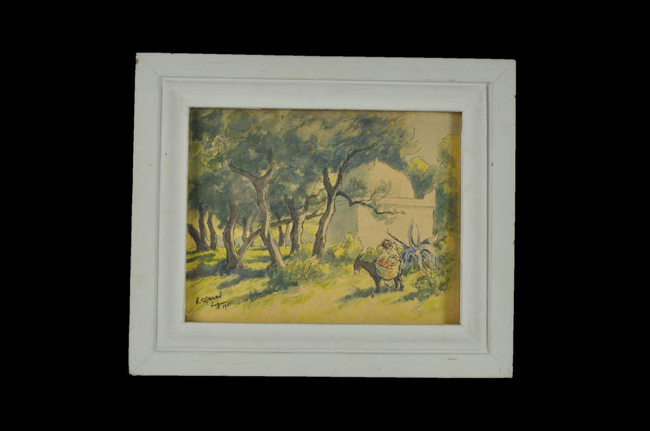 Robert Camille Quesnel aquarelle Marabout dans une oliveraie 1951 2004.30.11 Photo Mucem
