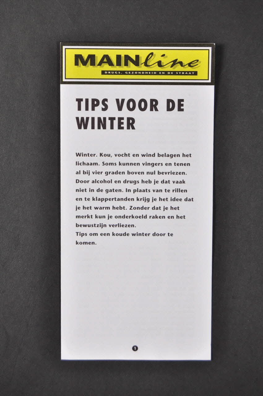 Stichting Mainline Dépliant "Tips voor de winter"  (Conseils pour l'hiver) Pays-Bas 1994 2005.54.19 Photo Mucem