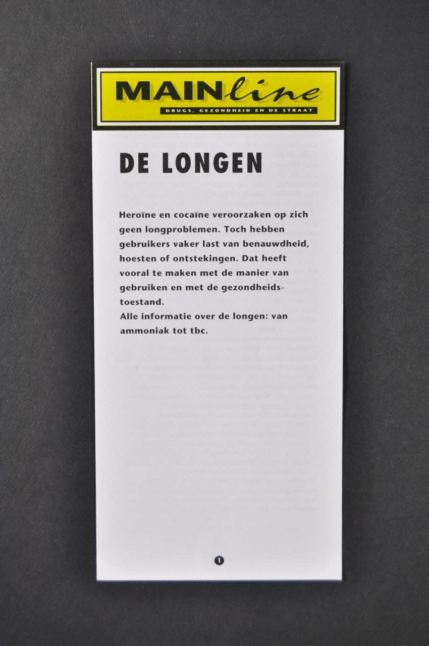 Stichting Mainline Dépliant "De Longen" (Les poumons ?) Pays-Bas 1994 2005.54.20 Photo Mucem